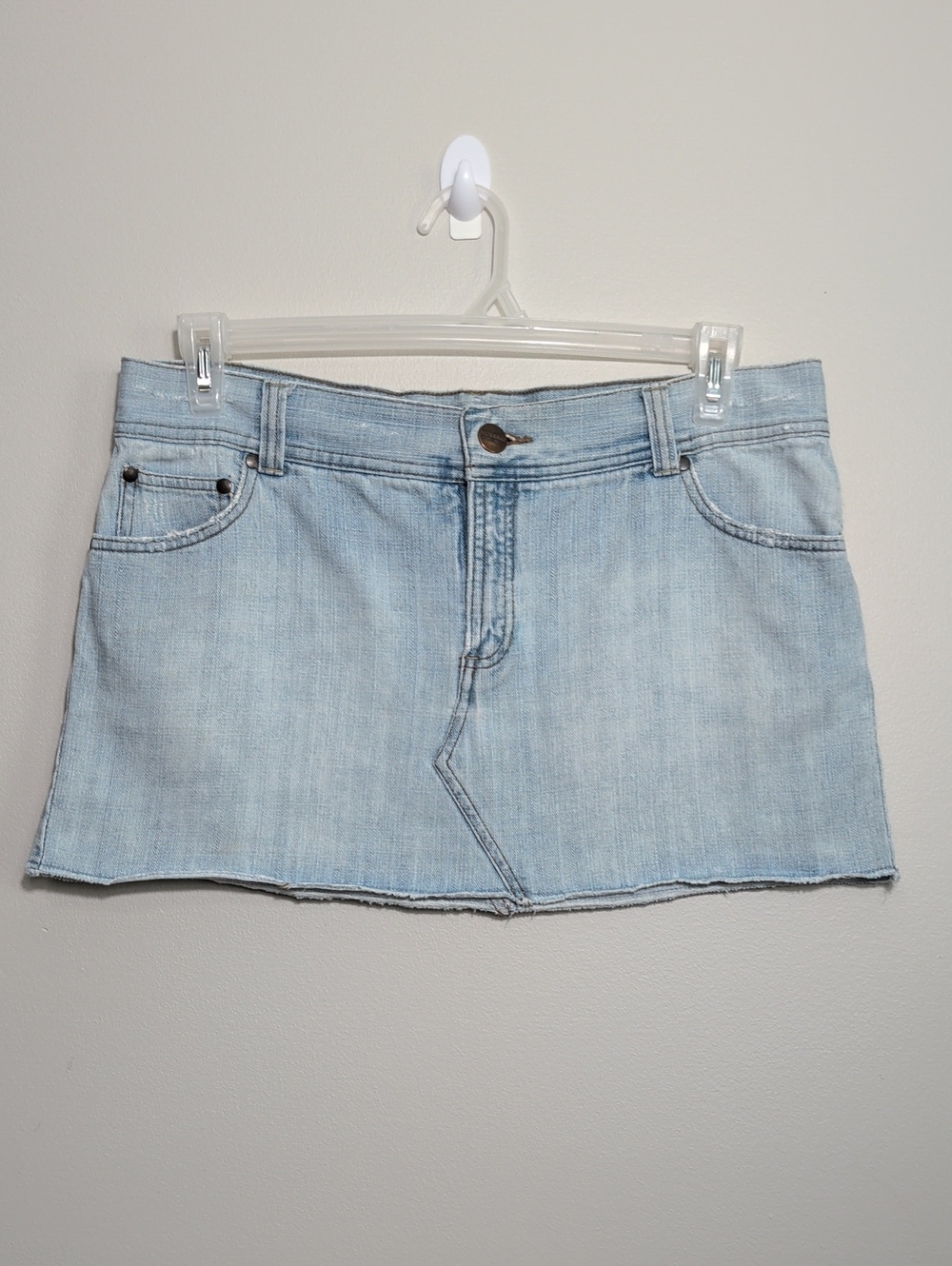 Vtg Y2K Mossimo Light Wash Micro Mini Skirt Low Rise Plus Size 15 Spears Hilton